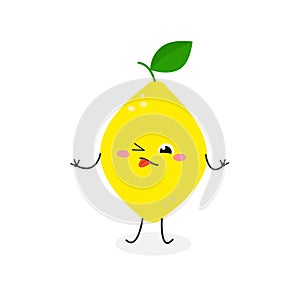 Vector illustration of sour cartoon lemon