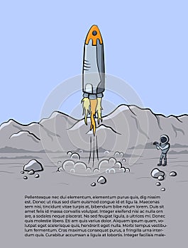 Vector illustration of space rocket launch