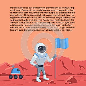 Vector illustration of space rover and astronaut