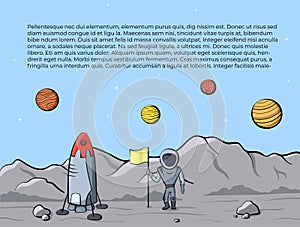 Vector illustration of space ship and astronaut