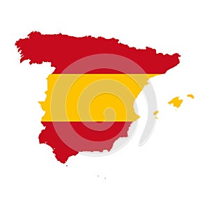 Vector illustration of Spain flag map. Vector map.