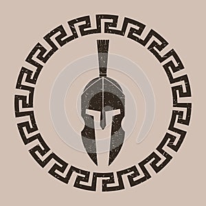 Vector illustration of spartan helmet. Textured. Isolated.