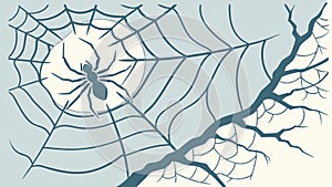 Spider on Web Corner Cobweb Halloween Spooky, vector design Generative AI