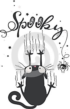 Vector illustration of spooky cat