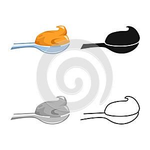 Vector illustration of spoon and peanut logo. Collection of spoon and butter stock symbol for web.