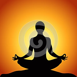 Vector illustration sport yoga sunset meditation on the nature logo web design