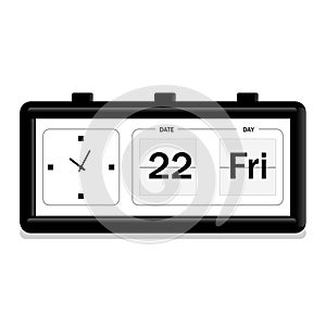 Vector illustration for square vintage clock. Retro clock. Timer. Clock with calendar. Clock with a date. Flat design