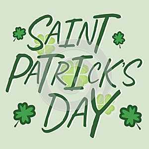Vector illustration of St Patrick`s day. Green hat and Leprechaun clover design element with green wish lettering. for background,