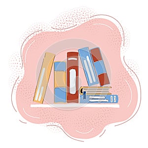 Vector illustration of stack of book on pink