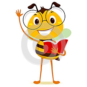 Bee Student Holding a Book while Raising his hand photo