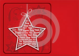 Vector illustration star happy new year red pattern background with text and space.Greeting card with celebrations elements.