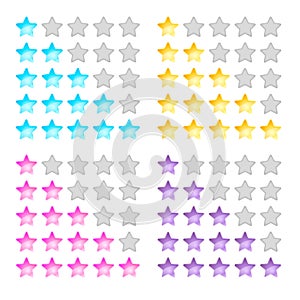 Vector illustration, stars, rating, levels of difficulty, yellow