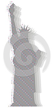 Vector illustration of the Statue of Liberty. Optical effects.