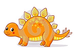 Vector illustration with stegosaurus. Cute dinosaur in cartoon style