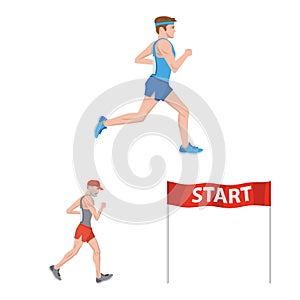 Vector illustration of step and sprint symbol. Set of step and sprinter stock vector illustration.