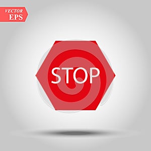 Vector illustration of Stop sign isolated on red white with effect