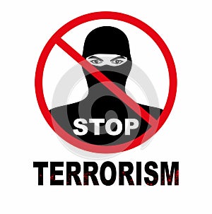 Vector illustration of stop terrorism background concept, isolated on a white background.