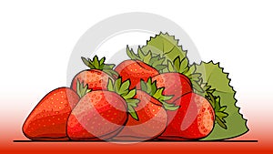 Vector illustration of strawberry on a line.