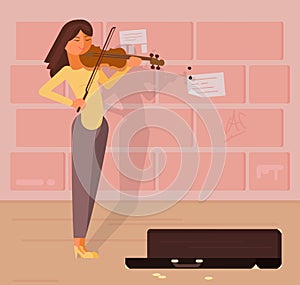 Vector illustration of street musician with violin