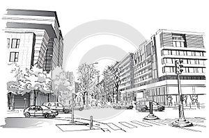 Vector illustration of street in Paris