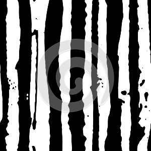 Vector Illustration striped seamless hand drawn pattern. Black and white