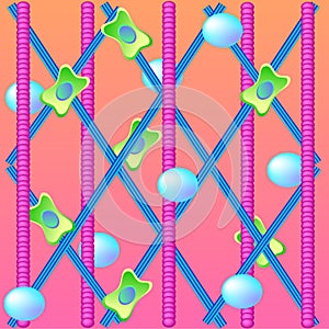 Vector illustration of structure cells with collagen, elastin and fibroblast for cosmetology