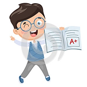 Vector Illustration Of Student Showing Diploma