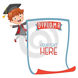 Vector Illustration Of Student Showing Diploma