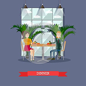 Dinner concept vector illustration in flat style