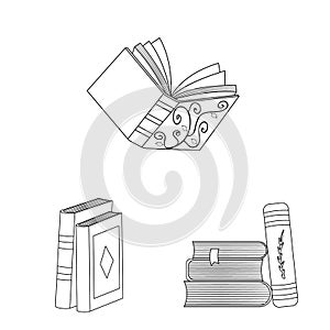 Vector illustration of study and literature icon. Set of study and source stock symbol for web.