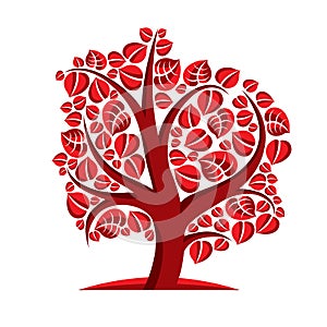 Vector illustration of stylized branchy tree on white b