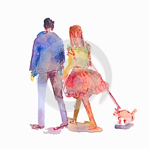Vector illustration stylized people. Watercolor sketches