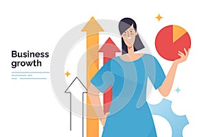 Vector illustration on a subject of business growth, success achievement, financial profit