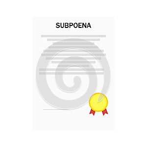 Vector illustration subpoena certificate order gold medal