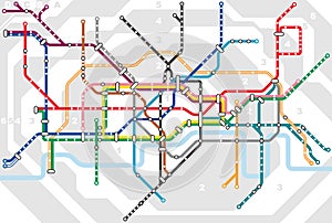 Vector illustration of the subway diagram of London City,Britain.