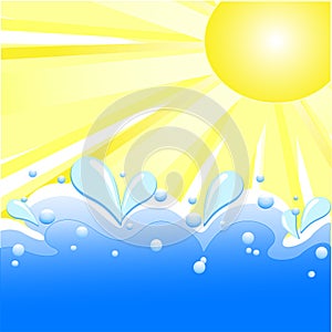 Vector illustration of summer background with sun