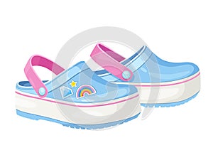 Illustration of summer and beach rubber slippers