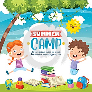 Vector Illustration Of Summer Camp Kids