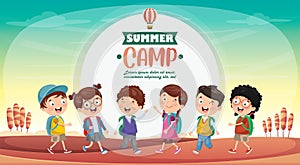 Vector Illustration Of Summer Camp Kids