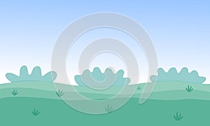 Vector illustration of summer fields, grass, sky.