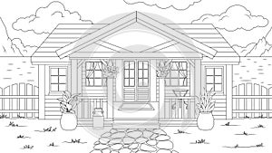 Vector illustration, summer house by the sea,