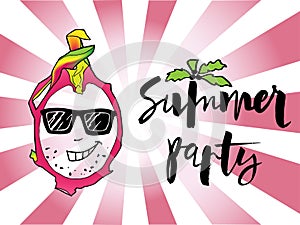Vector illustration Summer party and dragon fruite