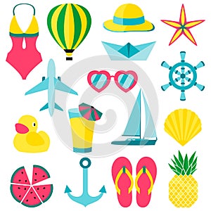 Vector illustration of summer symbols ans objects