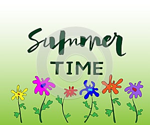 Vector illustration summer time and cute flowers