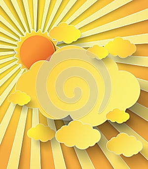 Vector illustration sunburst over clouds