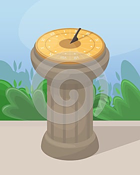 Vector illustration with a sundial. An ancient way of determining time