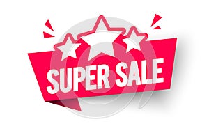Vector illustration super sale label flag with star icon.