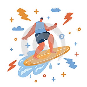 Vector illustration of Surfer On Blue Ocean Wave