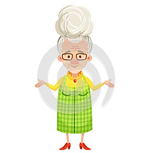 Vector illustration of a surprised senior woman