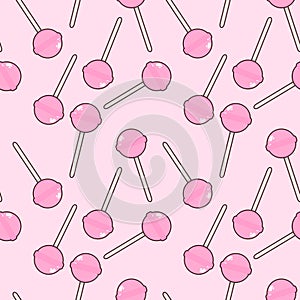 sweet candy pink lollipop repeat seamless pattern doodle cartoon style wallpaper